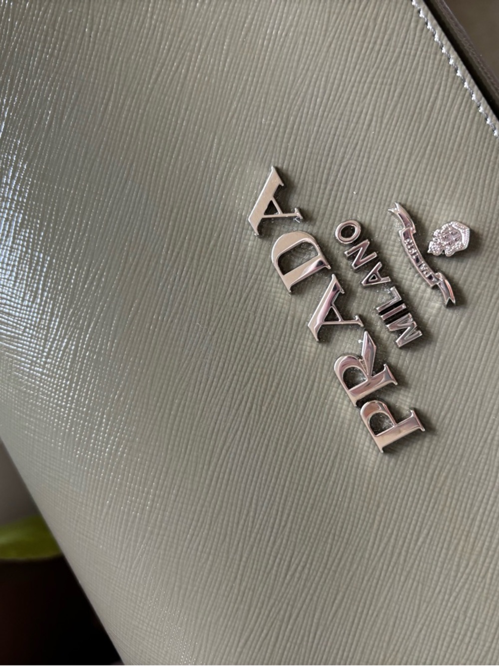 Prada Saffiano Vernice Pattina Leather Shoulder Bag in Marmo - Picture 6 of 10